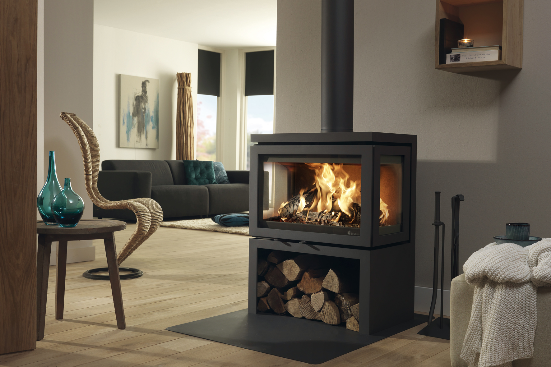 log storage stove